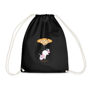 Unicorn Unicorn Pepperoni Pizza T-Shirt - Drawstring Bag - black - Front