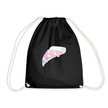 Einhorn Pizza Regenbogen T-Shirt - Turnbeutel - Schwarz - Vorne