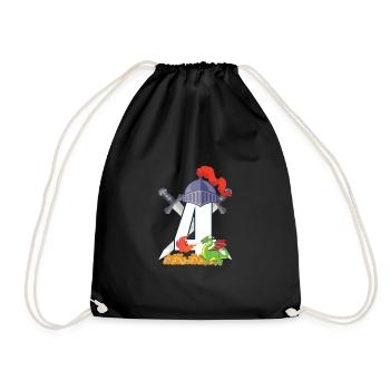 4th Birthday T-Shirt Knight Dragon - Drawstring Bag - black - Front