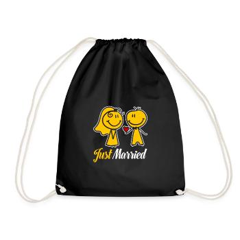 Hochzeit Liebespaar Geschenkidee - Turnbeutel - Schwarz - Vorne