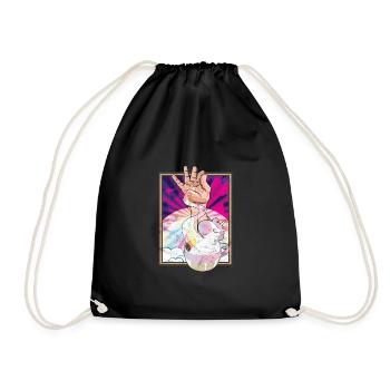 Salt Bae Unicorn Meme Tshirt Gift - Drawstring Bag - black - Front
