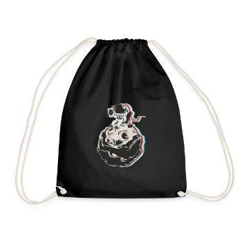 Astronaut moon space spaceship - Drawstring Bag - black - Front