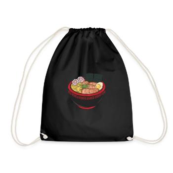 Ramen Kawaii Instant Noodle Soup Anime - Drawstring Bag - black - Front