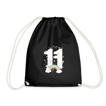 11th birthday unicorn T-shirt - Drawstring Bag - black - Front