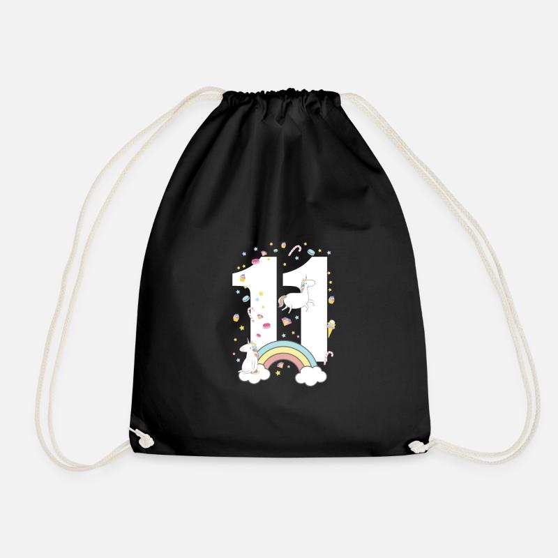 11. Geburtstag Einhorn T-Shirt - Turnbeutel - Schwarz