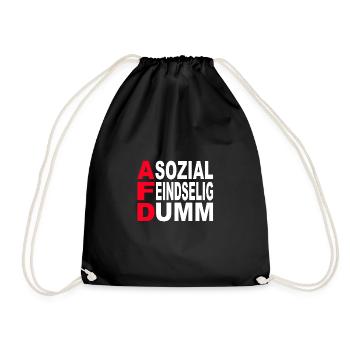 asozial feindselig dumm - Turnbeutel - Schwarz - Vorne