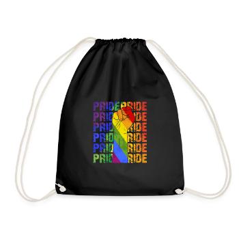 Pride Faust LGBT Gay Pride Regenbogen CSD Shirt - Turnbeutel - Schwarz - Vorne