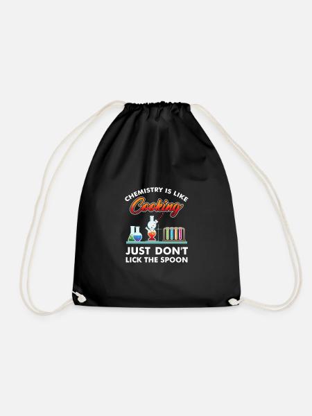 Chemistry is Like Cooking T-Shirt, Chemistry Nerds & - Drawstring Bag - black