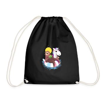 Funny Sloth Summer Vacation 2019 Meme T-Shirt - Drawstring Bag - black - Front