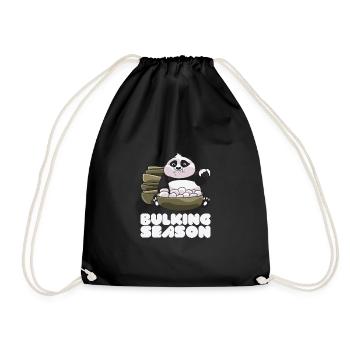 Funny Bulking Season Clean Bulk Cute Panda Bear - Drawstring Bag - black - Front