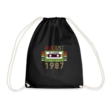 34th birthday gift August 1987 - Drawstring Bag - black - Front