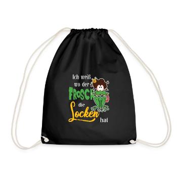 Ich weiß wo der Frosch die Locken hat - Turnbeutel - Schwarz - Vorne
