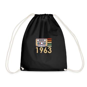 59th birthday gift March 1963 - Drawstring Bag - black - Front