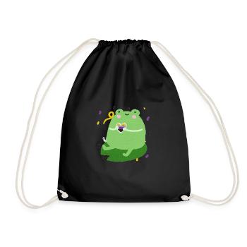 Sweet frog with non-binary pride flag colors - Drawstring Bag - black - Front