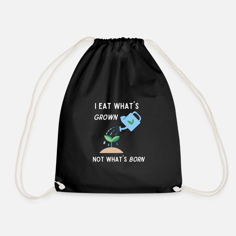 Vegan Design eat whats grown - Drawstring Bag - black