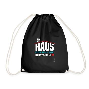 Lustiges Haus das Frauen Beruf Bauherrin stolze - Turnbeutel - Schwarz - Vorne