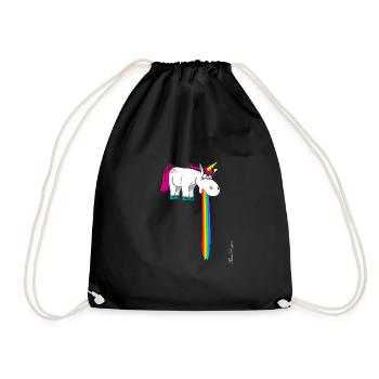Süßes Einhorn kotzt im Strahl Regenbogen ein - Turnbeutel - Schwarz - Vorne
