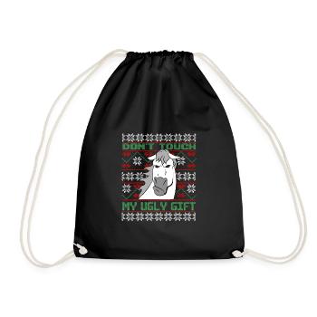 Dont Touch Ugly Brown Horse Rider Winter - Drawstring Bag - black - Front