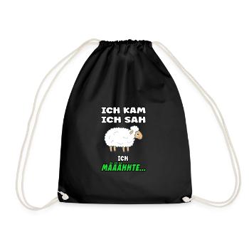 I came I saw I mowed - funny sheep - Drawstring Bag - black - Front