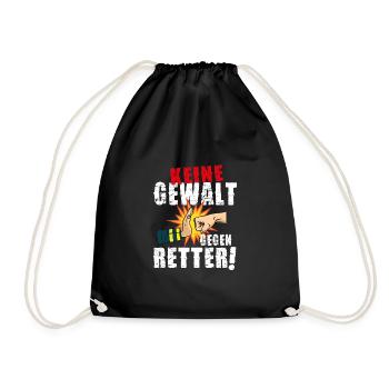 Keine-Gewalt-gegen-Retter - mach mit! Aktuell! - Turnbeutel - Schwarz - Vorne