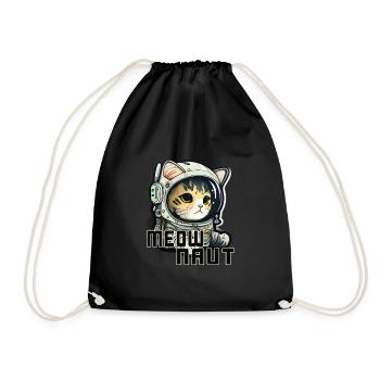Meownaut astronaut cat for cat daddy - Drawstring Bag - black - Front