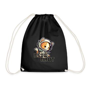 Meownaut astronaut cat for cat daddy - Drawstring Bag - black - Front