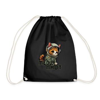 Meownaut astronaut cat for cat daddy - Drawstring Bag - black - Front
