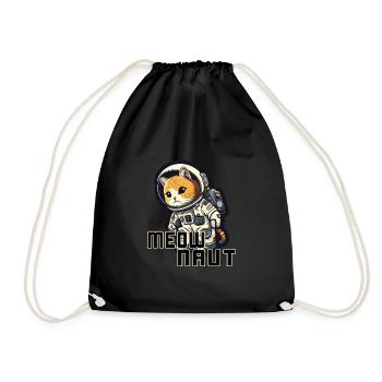 Meownaut astronaut cat for cat daddy - Drawstring Bag - black - Front