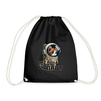 Meownaut astronaut cat for cat daddy - Drawstring Bag - black - Front