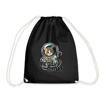 Meownaut astronaut cat for cat daddy - Drawstring Bag - black - Front
