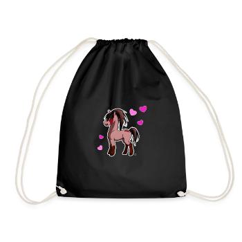 Kawaii cheval mignon manga poney avec des cœurs - Sac de sport léger - noir - Devant