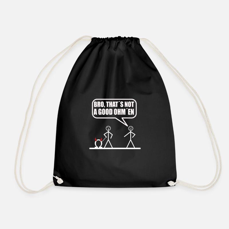 Funny stick figure Not a good omen - Drawstring Bag - black