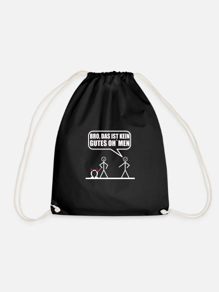 Funny stick figure Not a good omen - Drawstring Bag - black