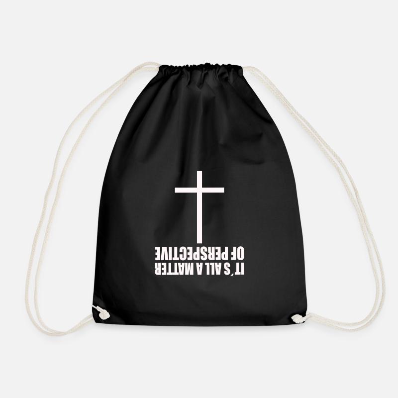 funny christian god cross - Drawstring Bag - black