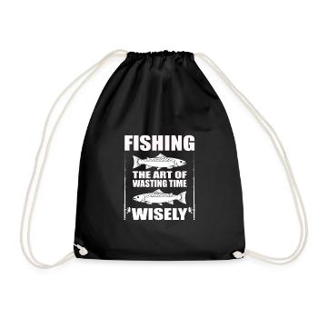 Funny angler fisherman - Drawstring Bag - black - Front