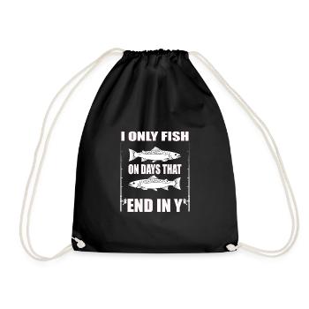 Funny angler fisherman - Drawstring Bag - black - Front