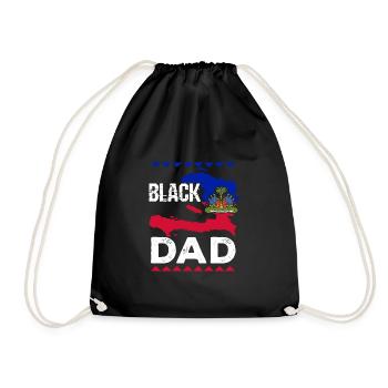 Haiti Haitian Flagge Vater Kind I Geschenk - Turnbeutel - Schwarz - Vorne