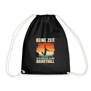 Basketballkorb Rucksack Basketball Court Geschenk - Turnbeutel - Schwarz - Vorne