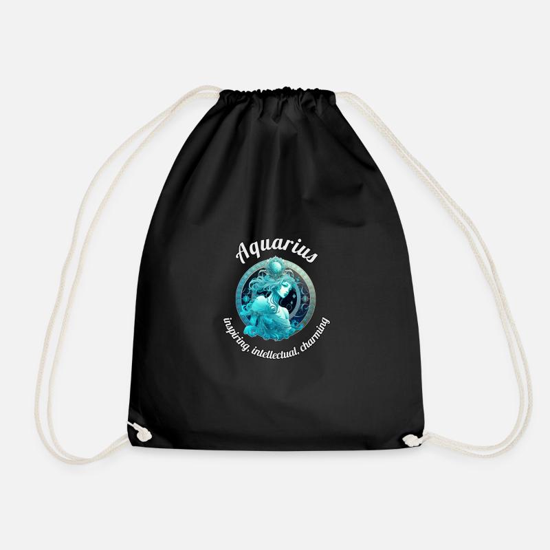 Aquarius Zodiac Sign Aquarius Astronomy - Drawstring Bag - black