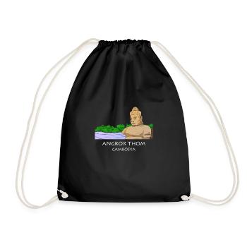 Cambodia Temple Khmer Vintage Flag I Gift - Drawstring Bag - black - Front