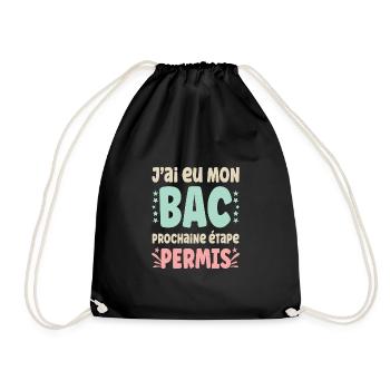 J'ai Eu Mon BAC Prochaine, étape permis - Sac de sport léger - noir - Devant