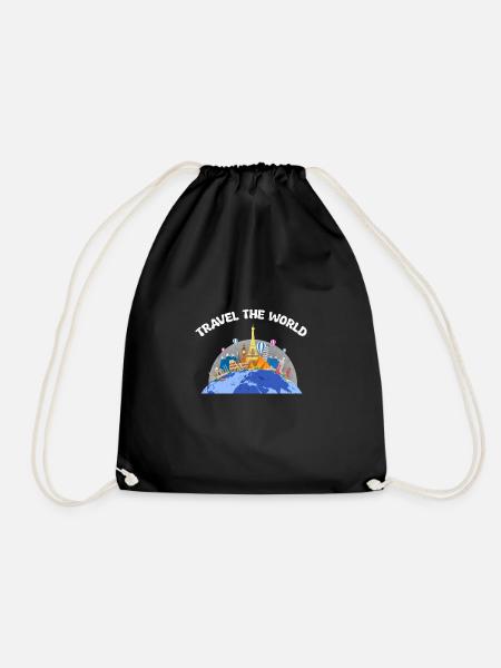 Travel the world - Drawstring Bag - black