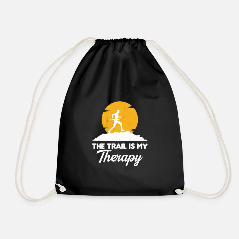 The Trail is My Therapy - Ultimate Trail Running - Drawstring Bag - black