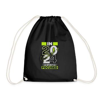 Focused in 2024: Motivation for Success and Goals - Drawstring Bag - black - Front
