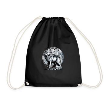 Majestätischer Wolf im Mondschein Design - Turnbeutel - Schwarz - Vorne