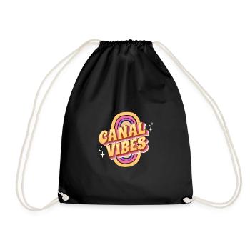 Vintage Groovy Narrowboat Canal Barge Boat Life - Drawstring Bag - black - Front
