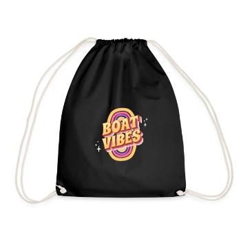 Vintage Groovy Narrowboat Canal Barge Boat Life - Drawstring Bag - black - Front