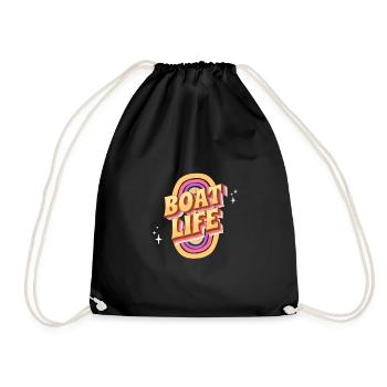 Vintage Groovy Narrowboat Canal Barge Boat Life - Drawstring Bag - black - Front