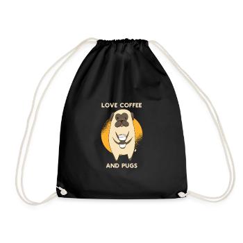 Niedliche Möpse und Kaffeeliebhaber Hundebesitzer zum Mitnehmen - Turnbeutel - Schwarz - Vorne