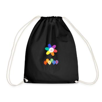 Cute Pride Month Flower And Balloons Celebration - Drawstring Bag - black - Front